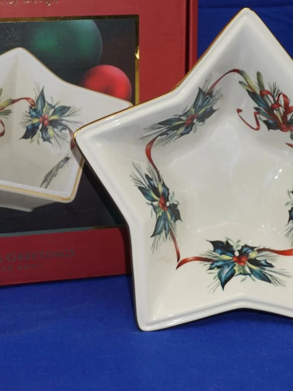 LENOX NEW IN BOX WINTER GREETING STAR BOWL 8x2.75 MINT
